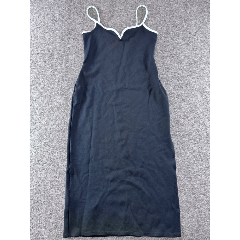 Abercrombie & Fitch Black Midi Dress White Trim Slit Womens Small